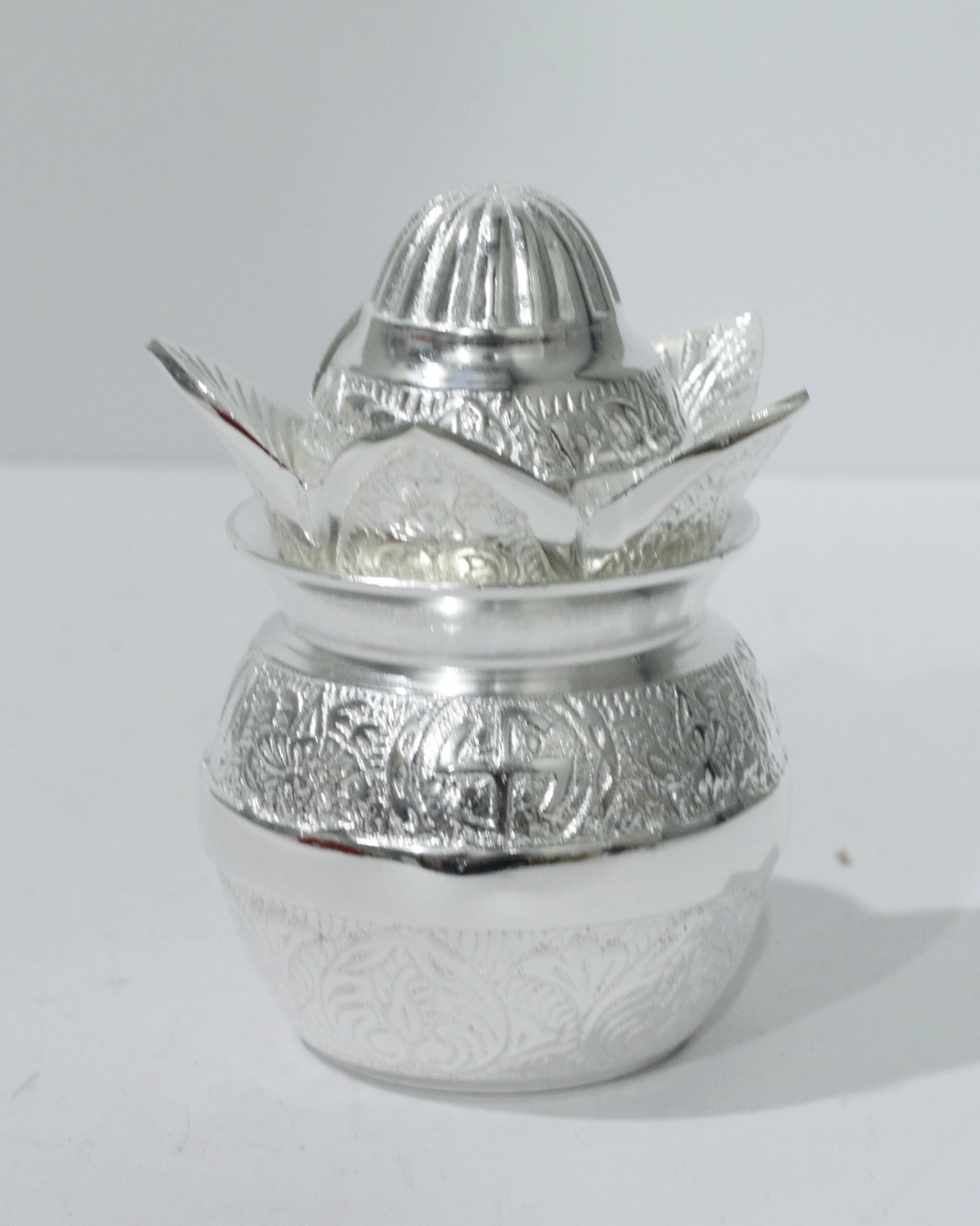 Silver Engraved Flower Kalash