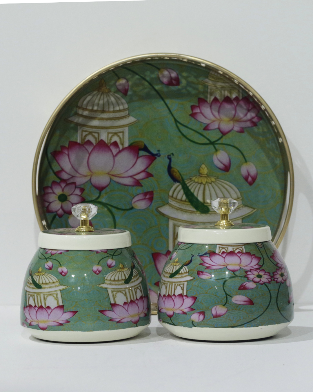 Green Flower Tray Set