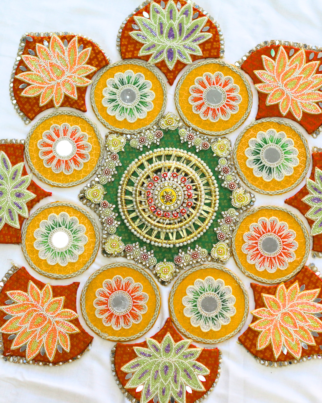 Green/Yellow/Red Floral Rangoli Set