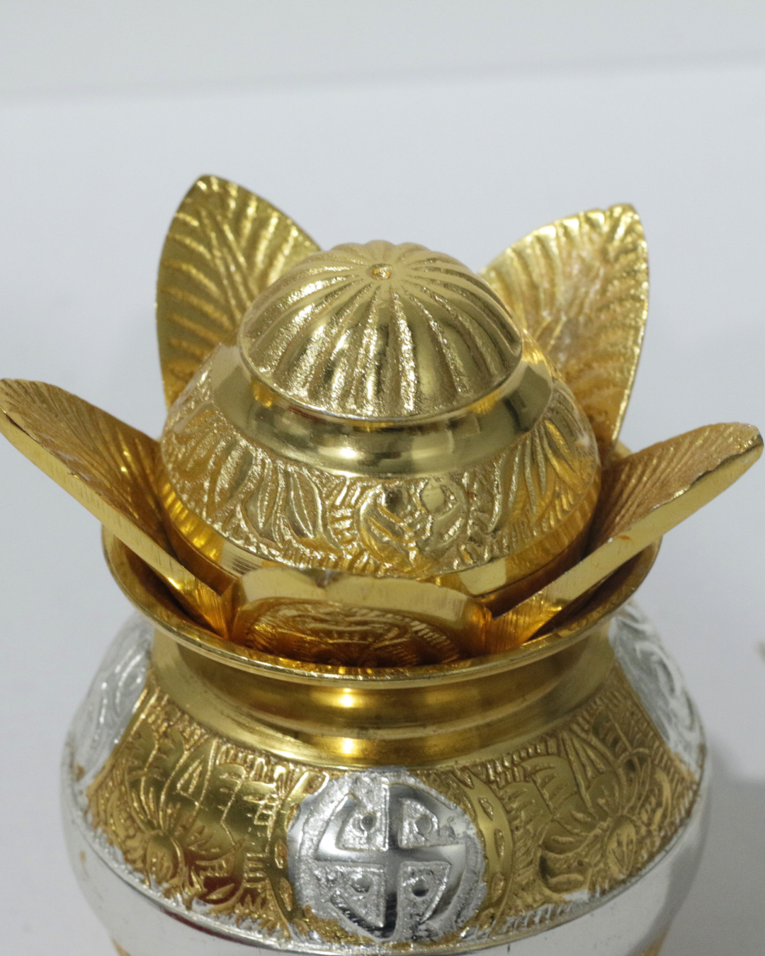 Gold and Silver Flower Engraved Kalash