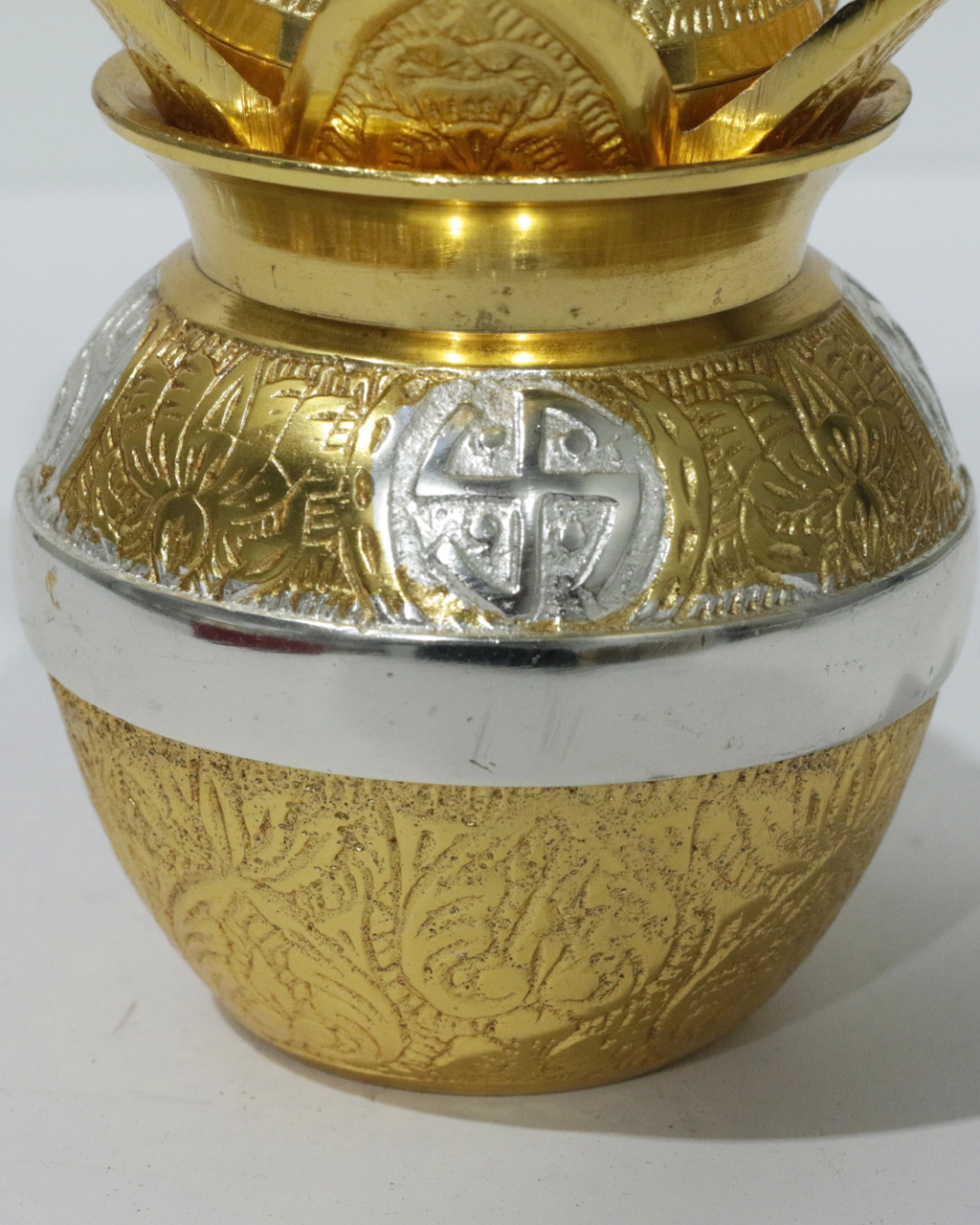 Gold and Silver Flower Engraved Kalash