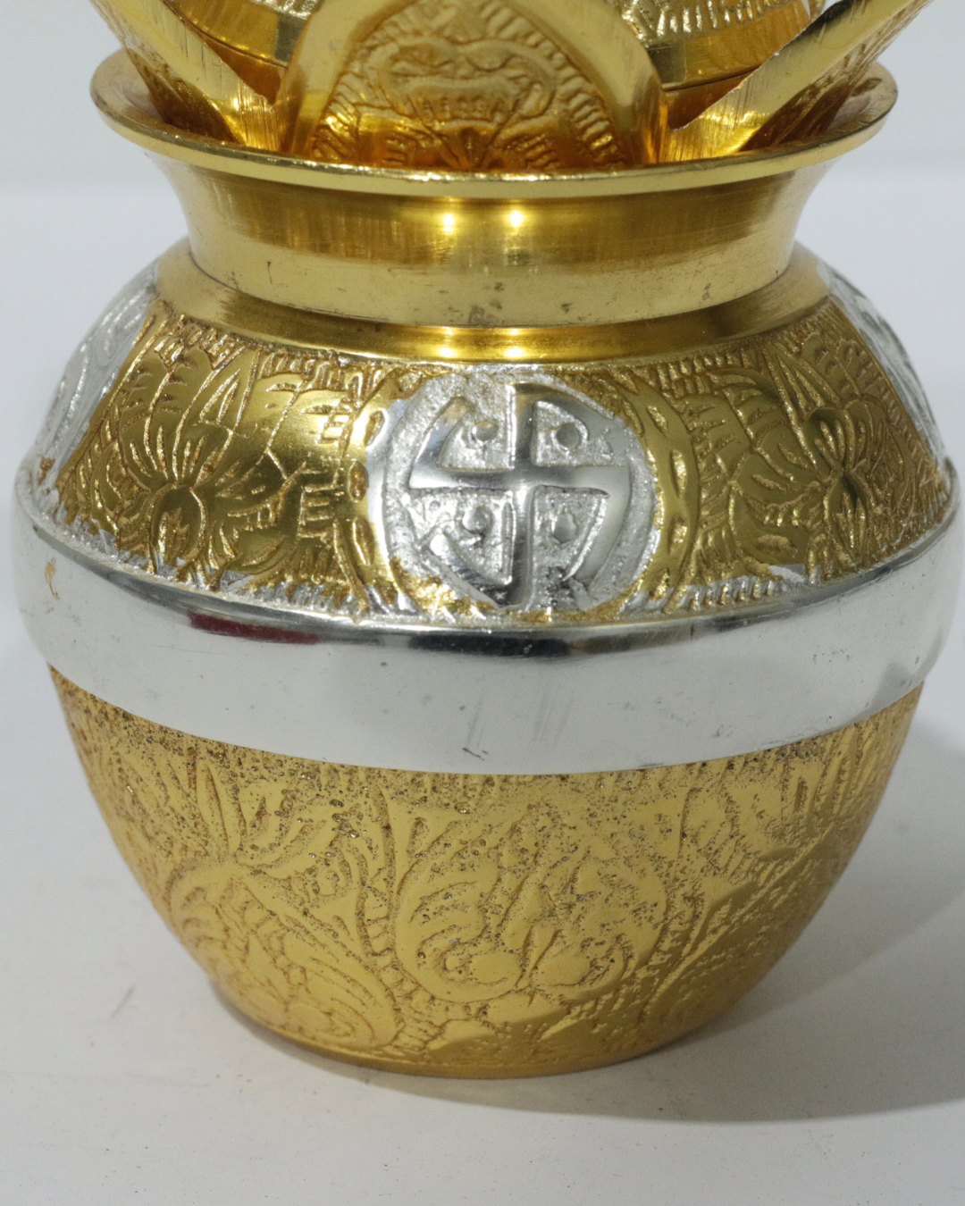 Gold and Silver Flower Engraved Kalash