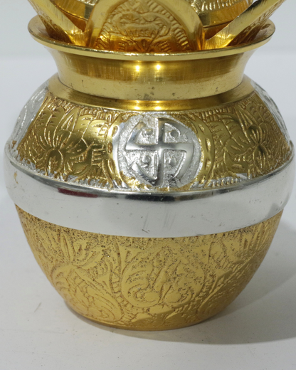 Gold and Silver Flower Engraved Kalash