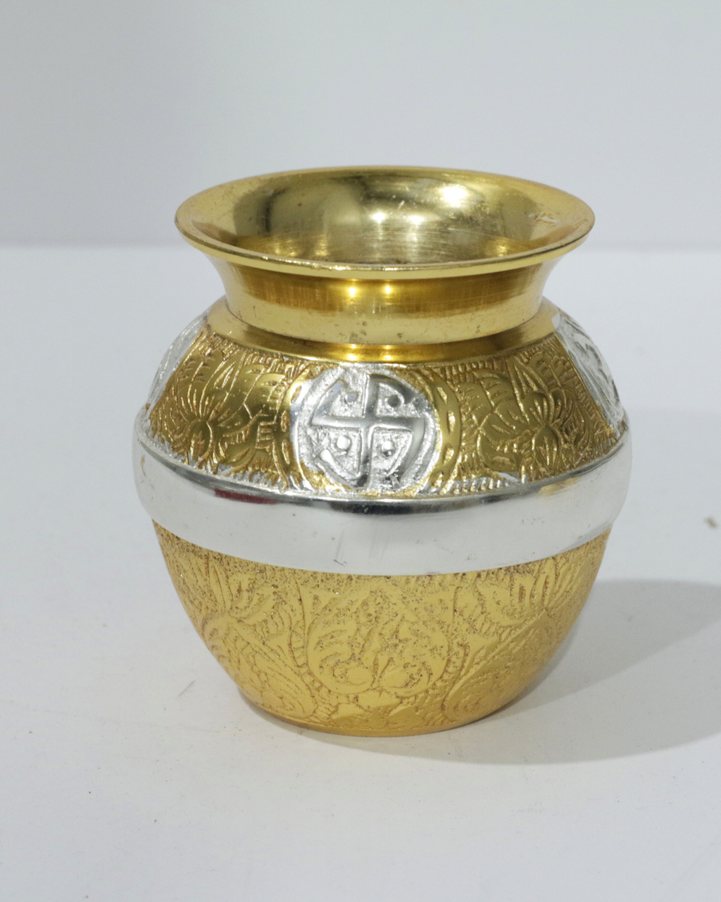 Gold and Silver Flower Engraved Kalash