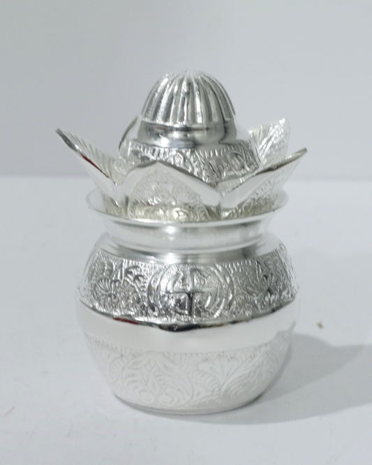 Silver Engraved Flower Kalash