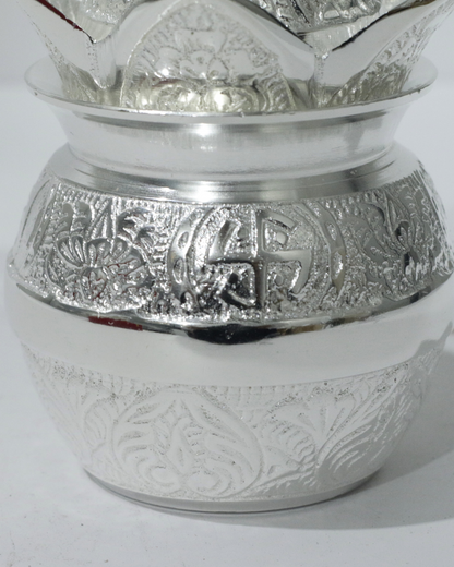 Silver Engraved Flower Kalash