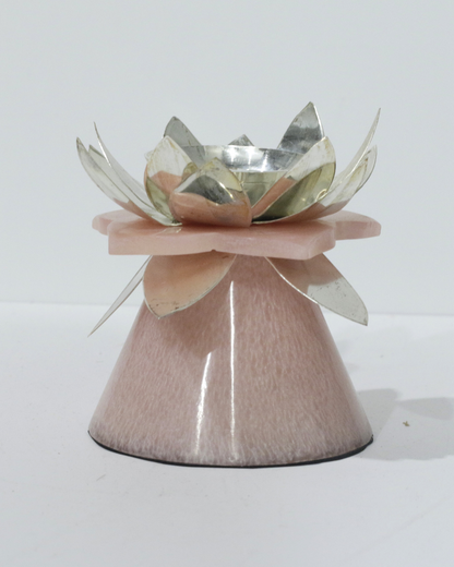 Pink Marble Lotus Diya