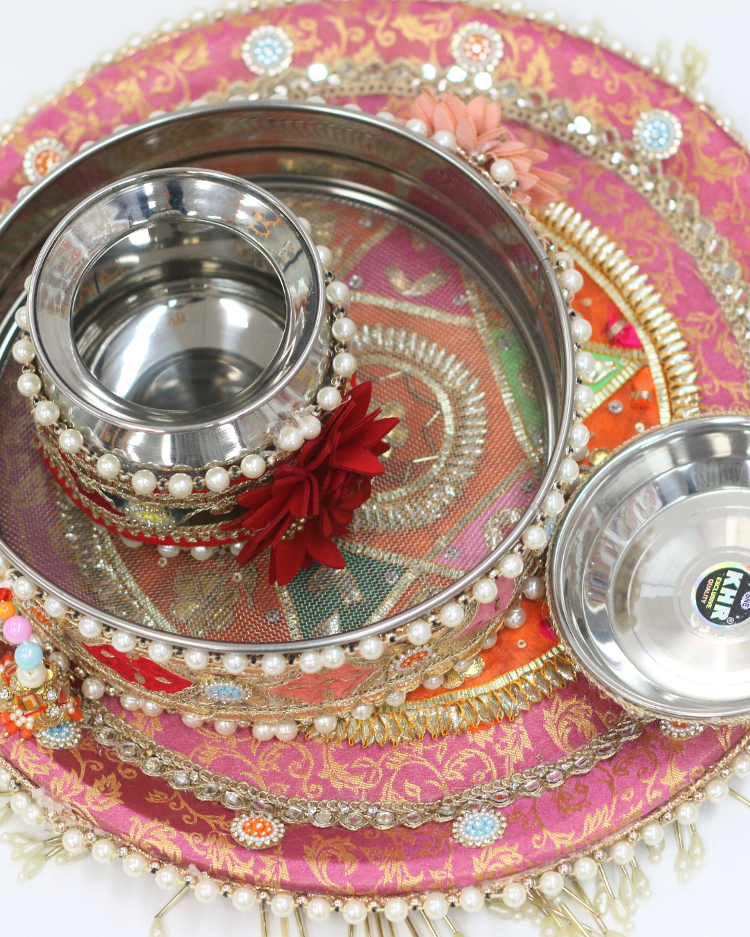 Pink Karvachauth Thali Set