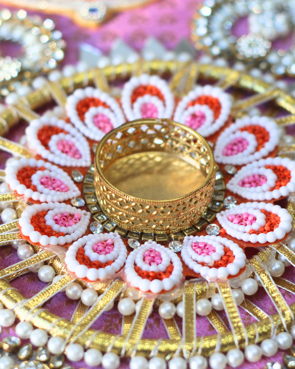 9 Piece Pink Lotus Rangoli Set