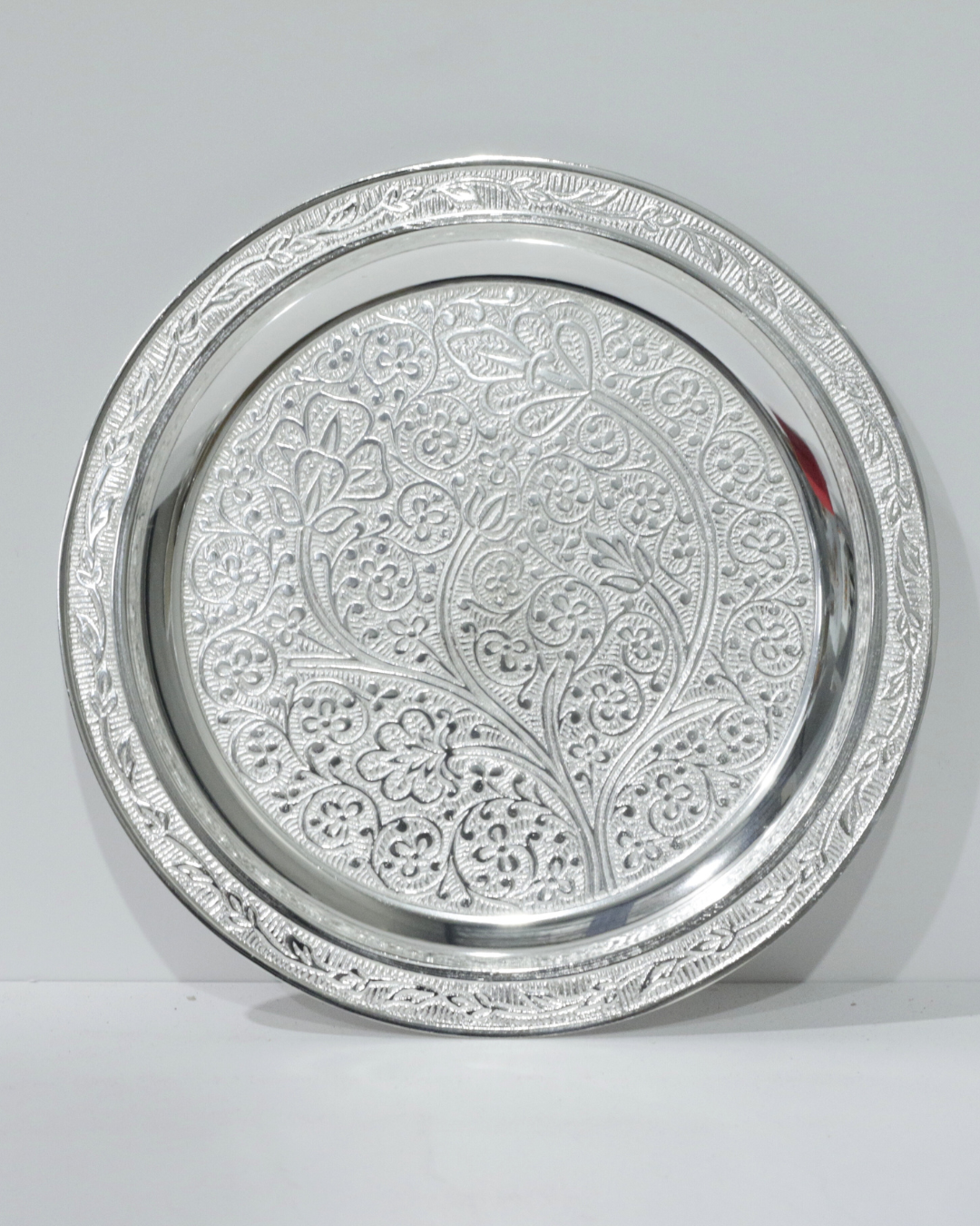 7 Piece Silver Thali Set - Floral