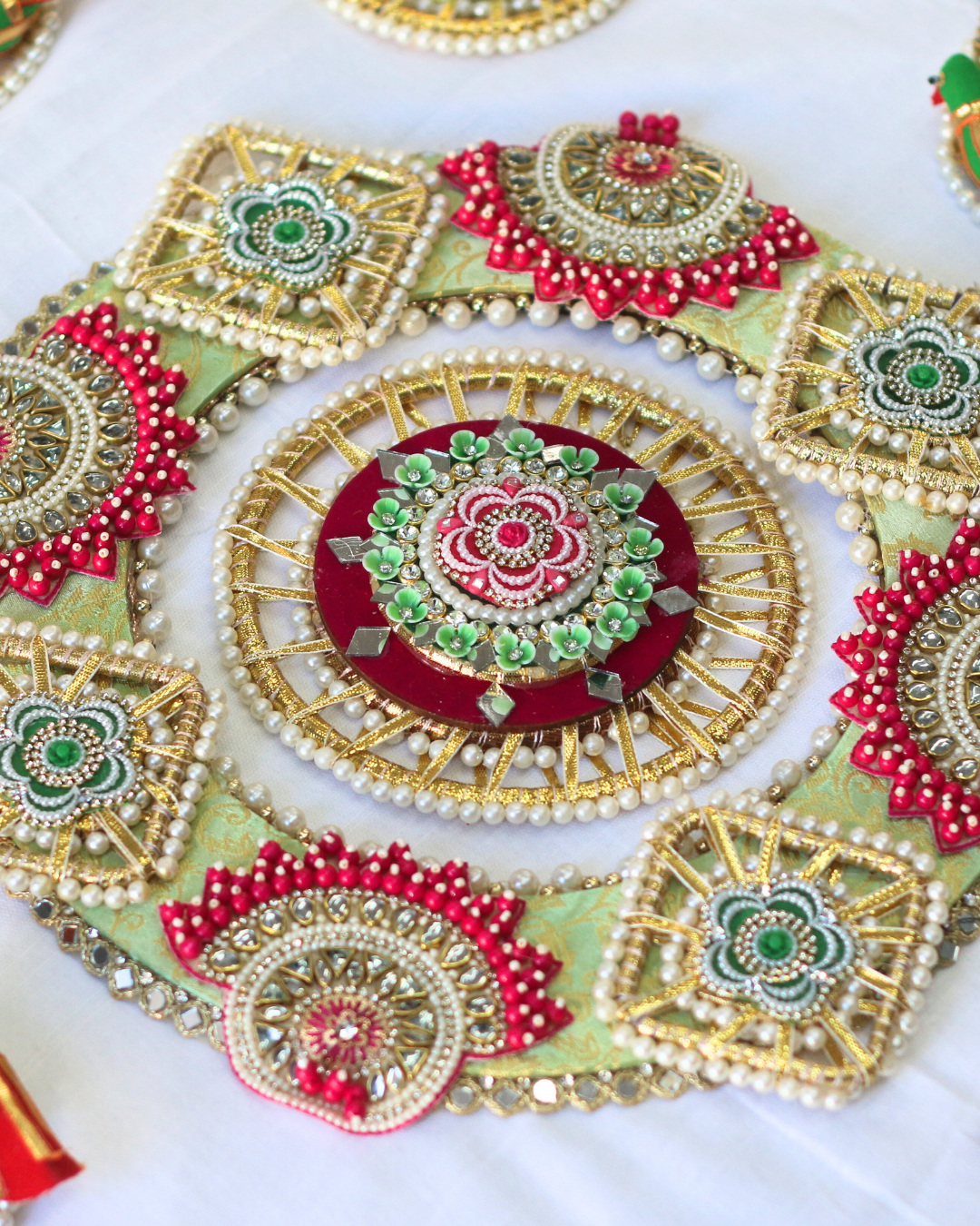 Pink/Green 10 Piece Bird Rangoli Set