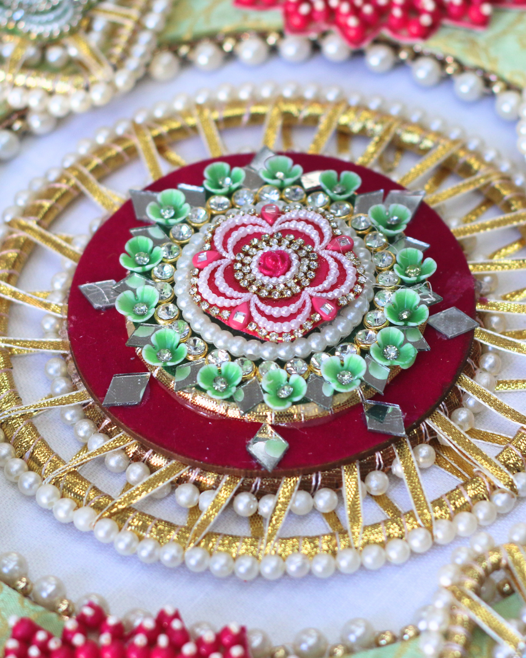 Pink/Green 10 Piece Bird Rangoli Set
