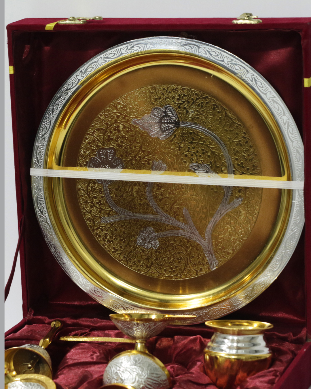 8 Piece Premium Gold/Silver Dual Tone Thali Set
