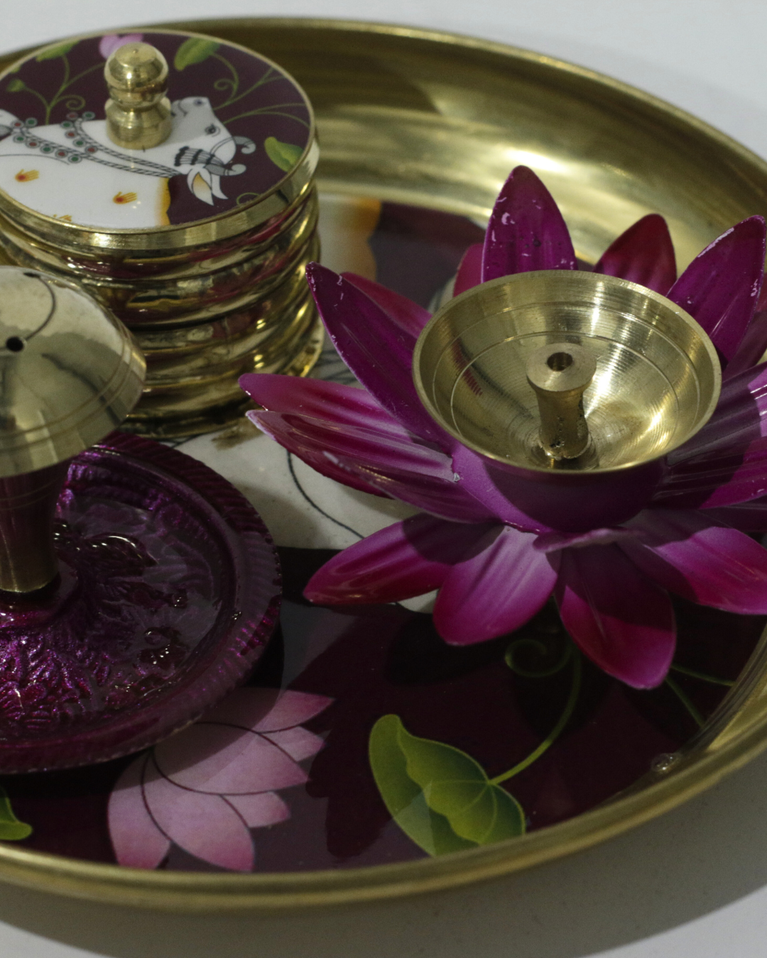 Small Purple Cow 4 Piece Thali Set