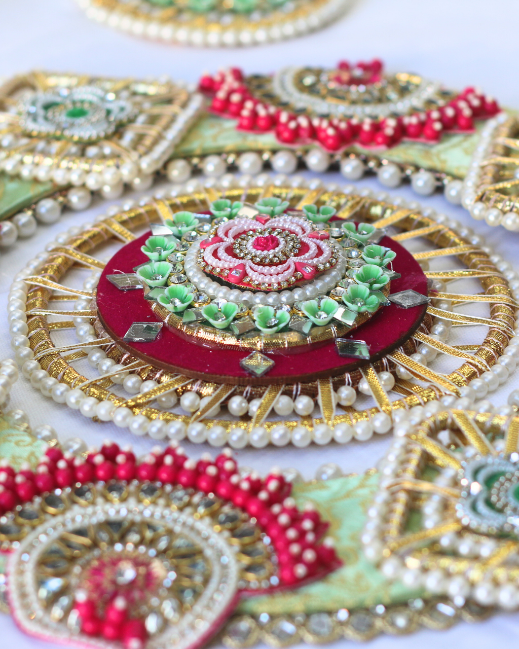 Pink/Green 10 Piece Bird Rangoli Set