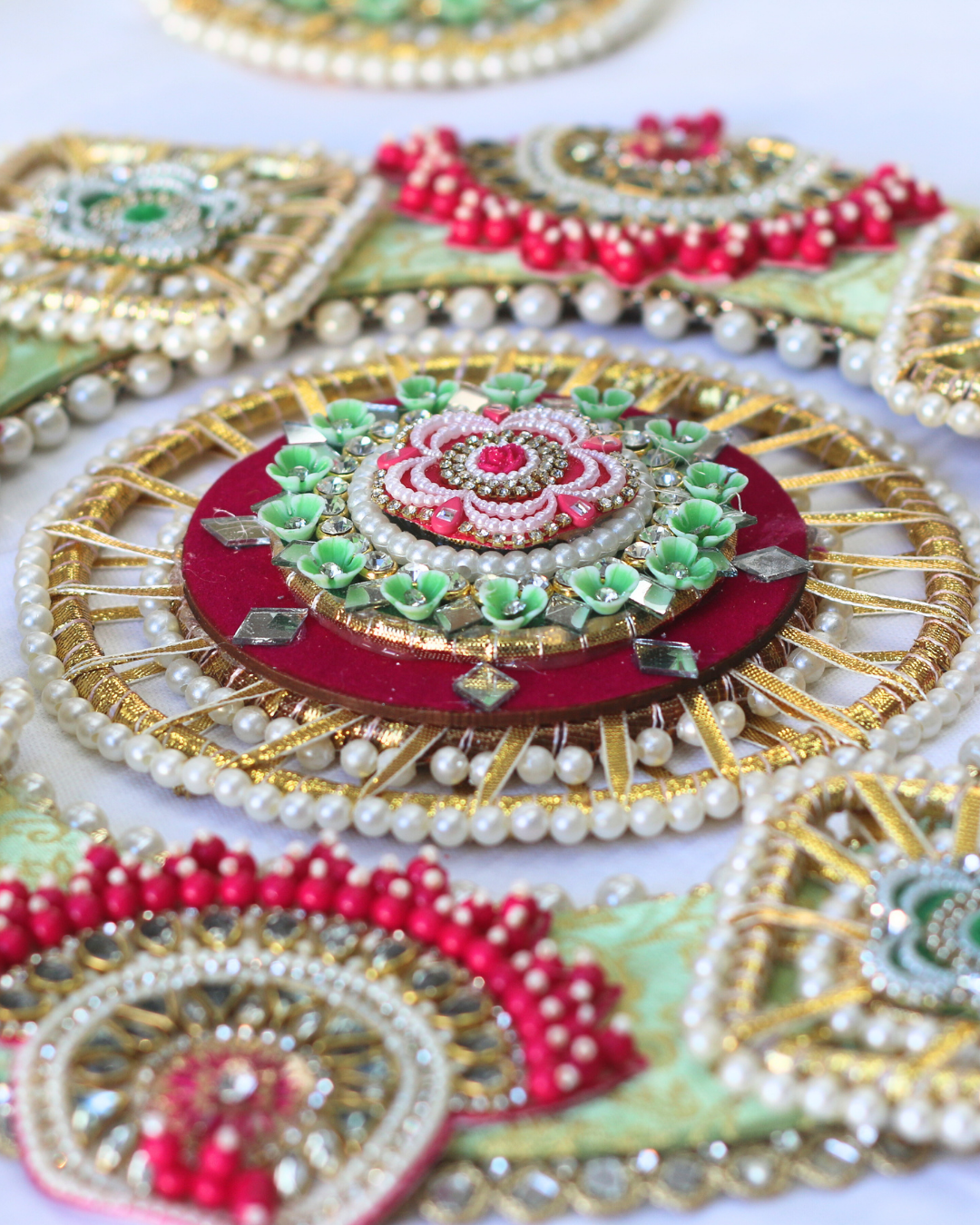 Pink/Green 10 Piece Bird Rangoli Set