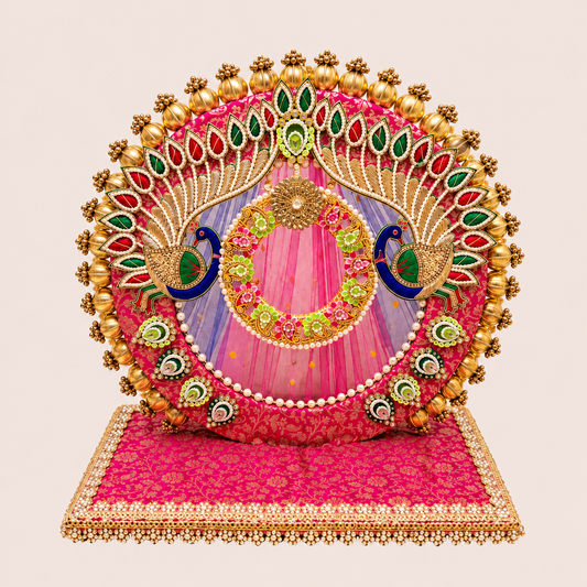 Magenta parrot and lotus singhasan idol throne