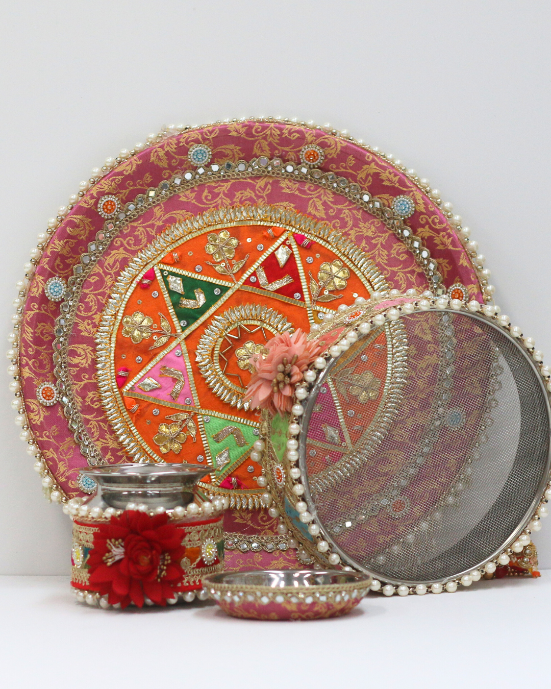 Pink Karvachauth Thali Set