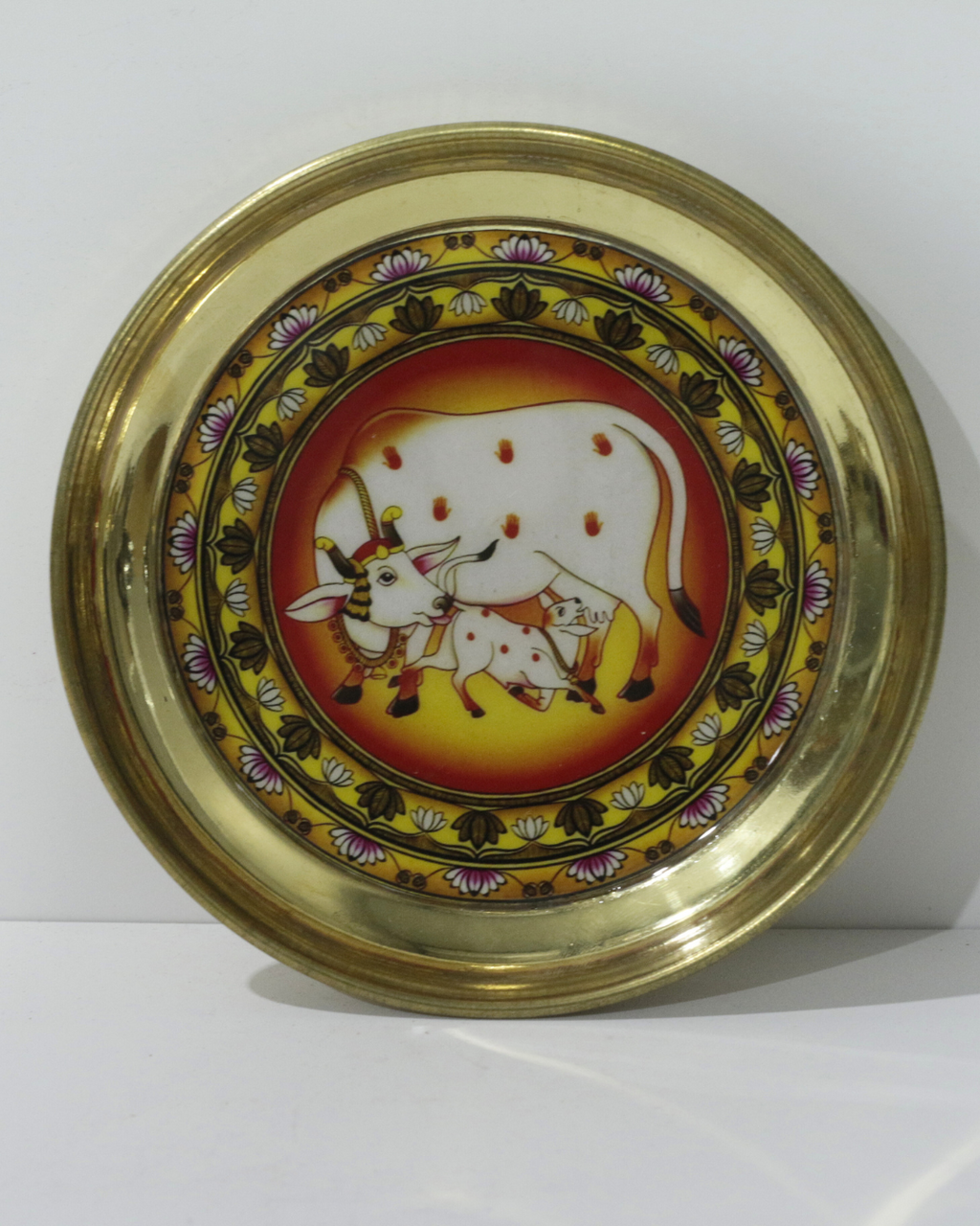 Red/Yellow Lotus Cow 7 Piece Thali Set