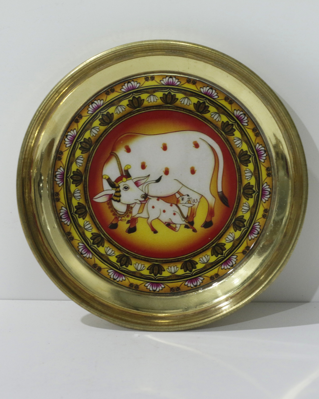 Red/Yellow Lotus Cow 7 Piece Thali Set
