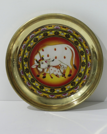 Red/Yellow Lotus Cow 7 Piece Thali Set