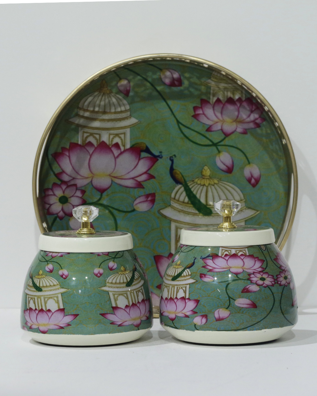 Green Flower Tray Set