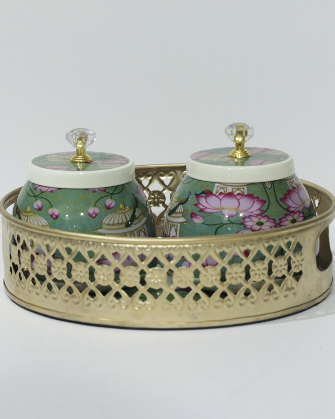 Green Flower Tray Set