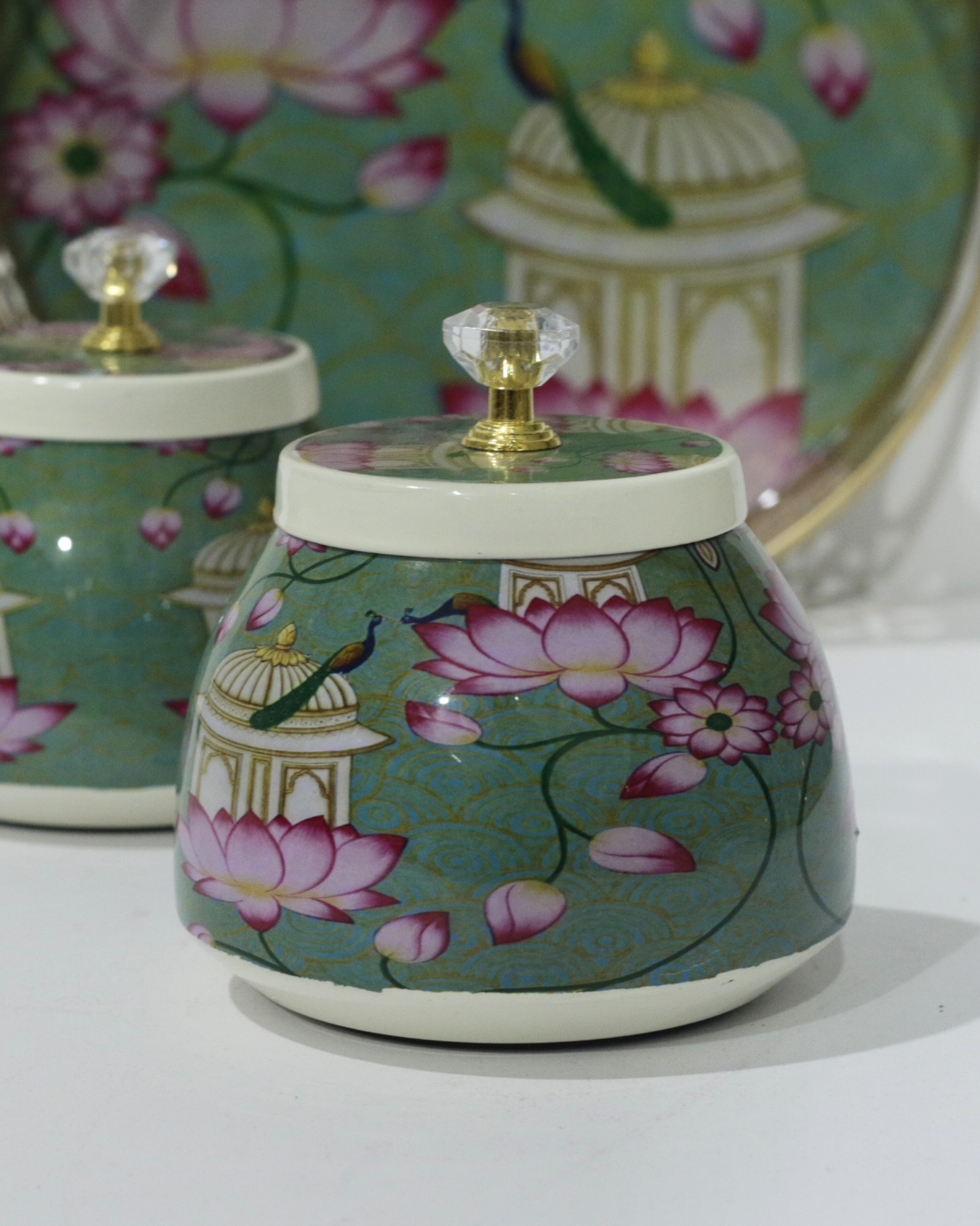 Green Flower Tray Set