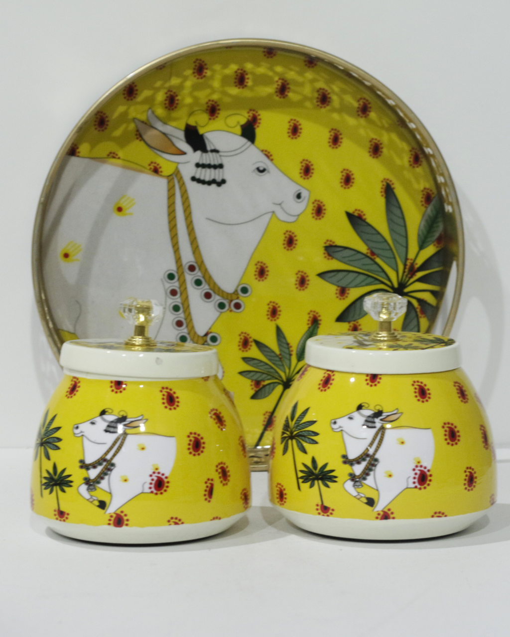 Yellow Cow Tray Set