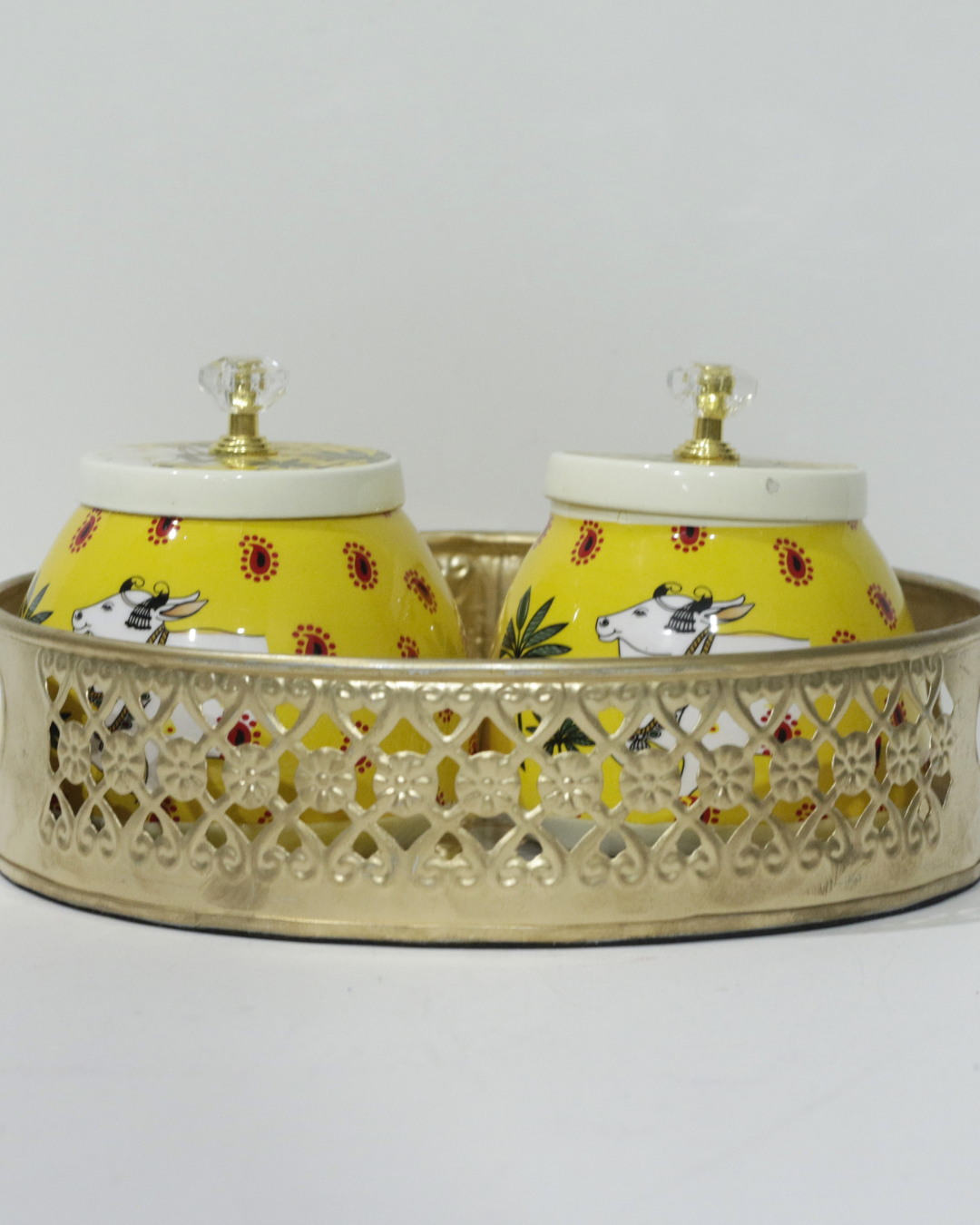 Yellow Cow Tray Set