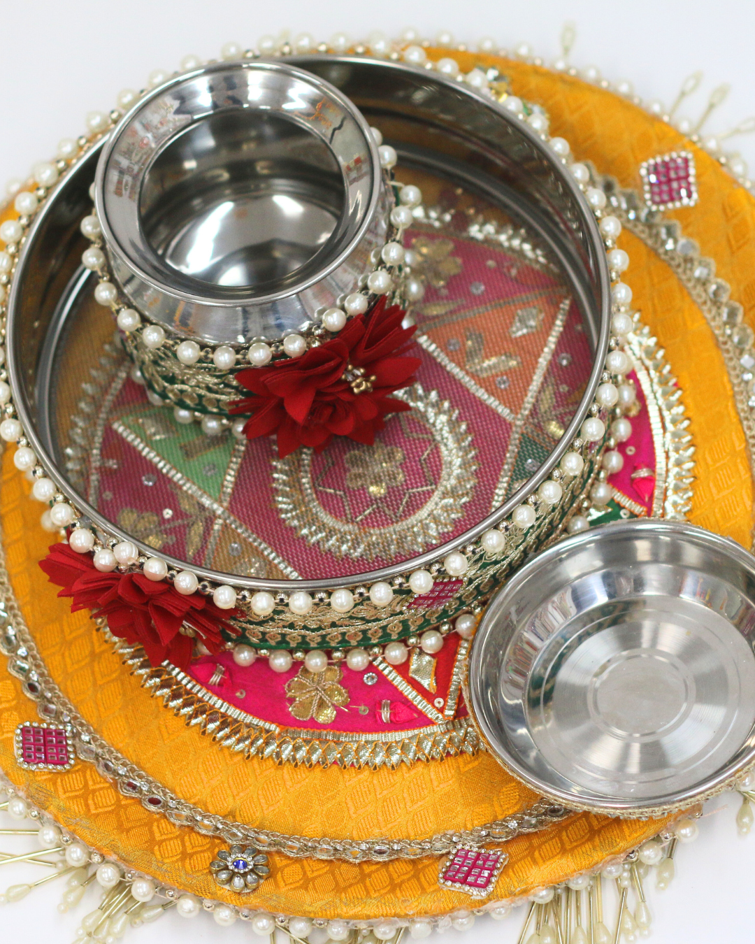 Mustard Yellow Karvachauth Thali Set