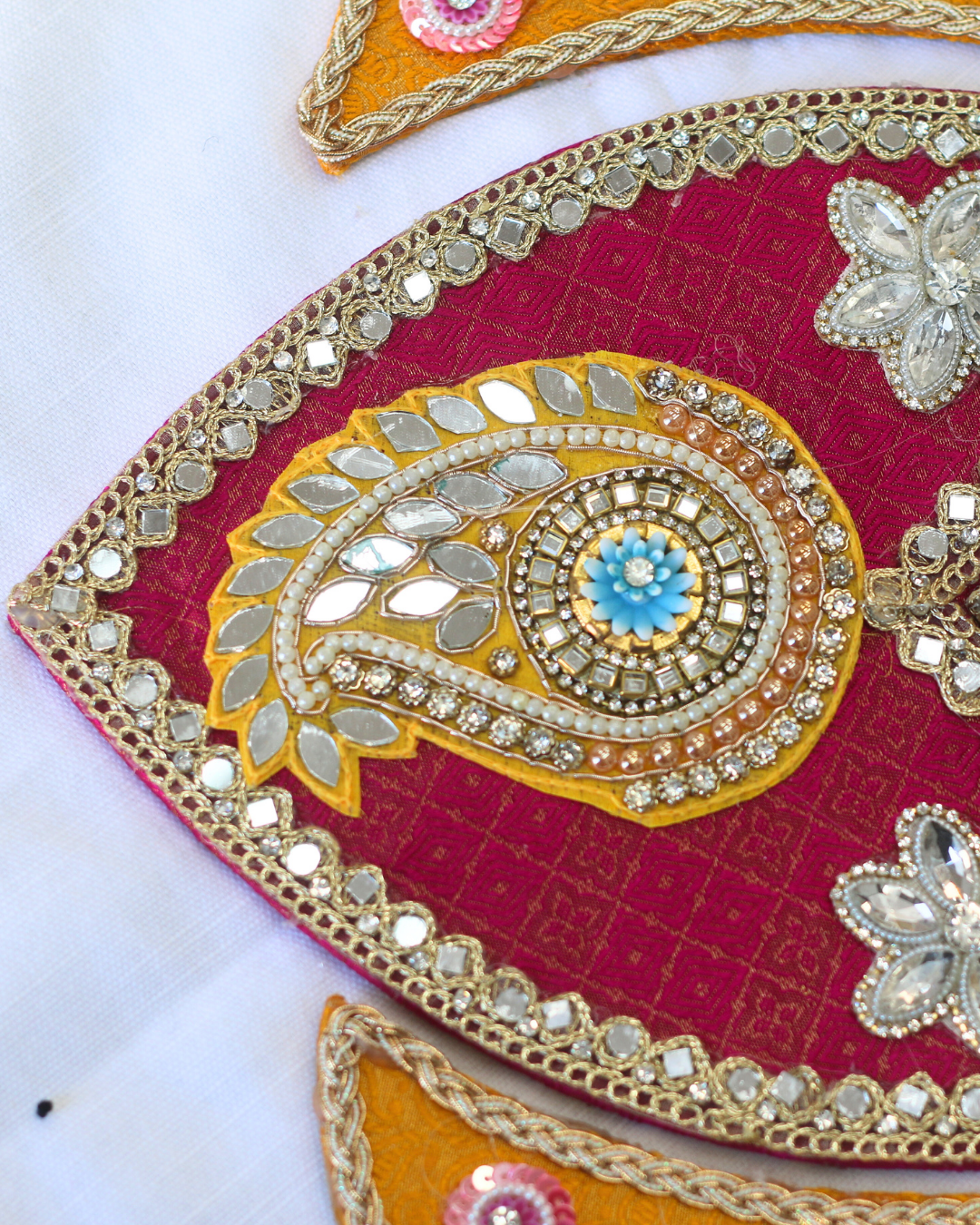 Green/Hot Pink/Yellow Hamsa and Peacock Rangoli Set