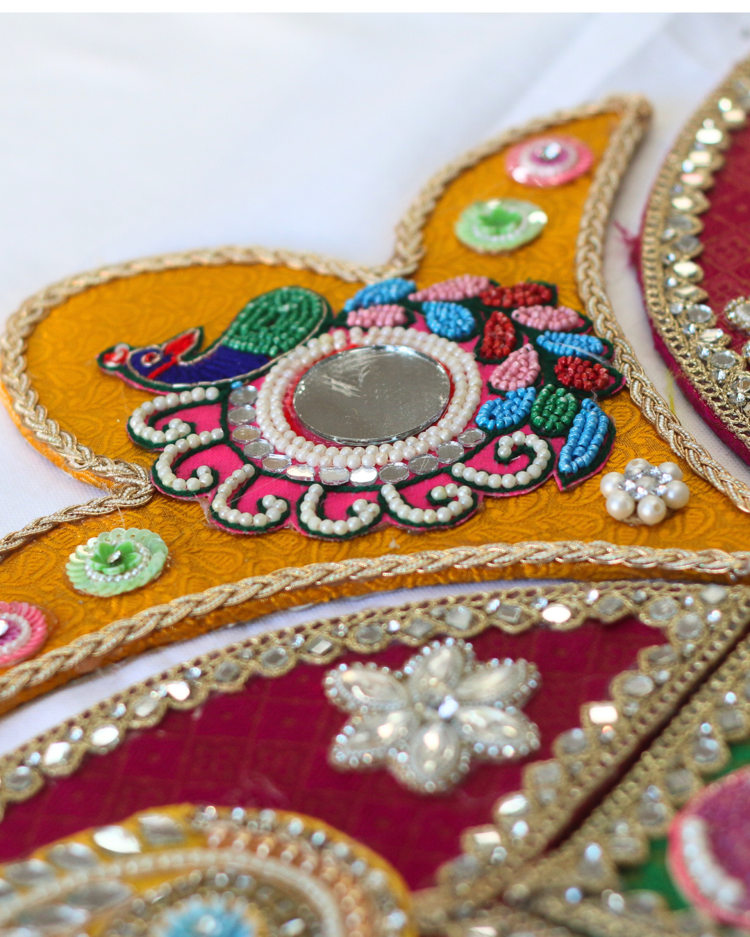 Green/Hot Pink/Yellow Hamsa and Peacock Rangoli Set