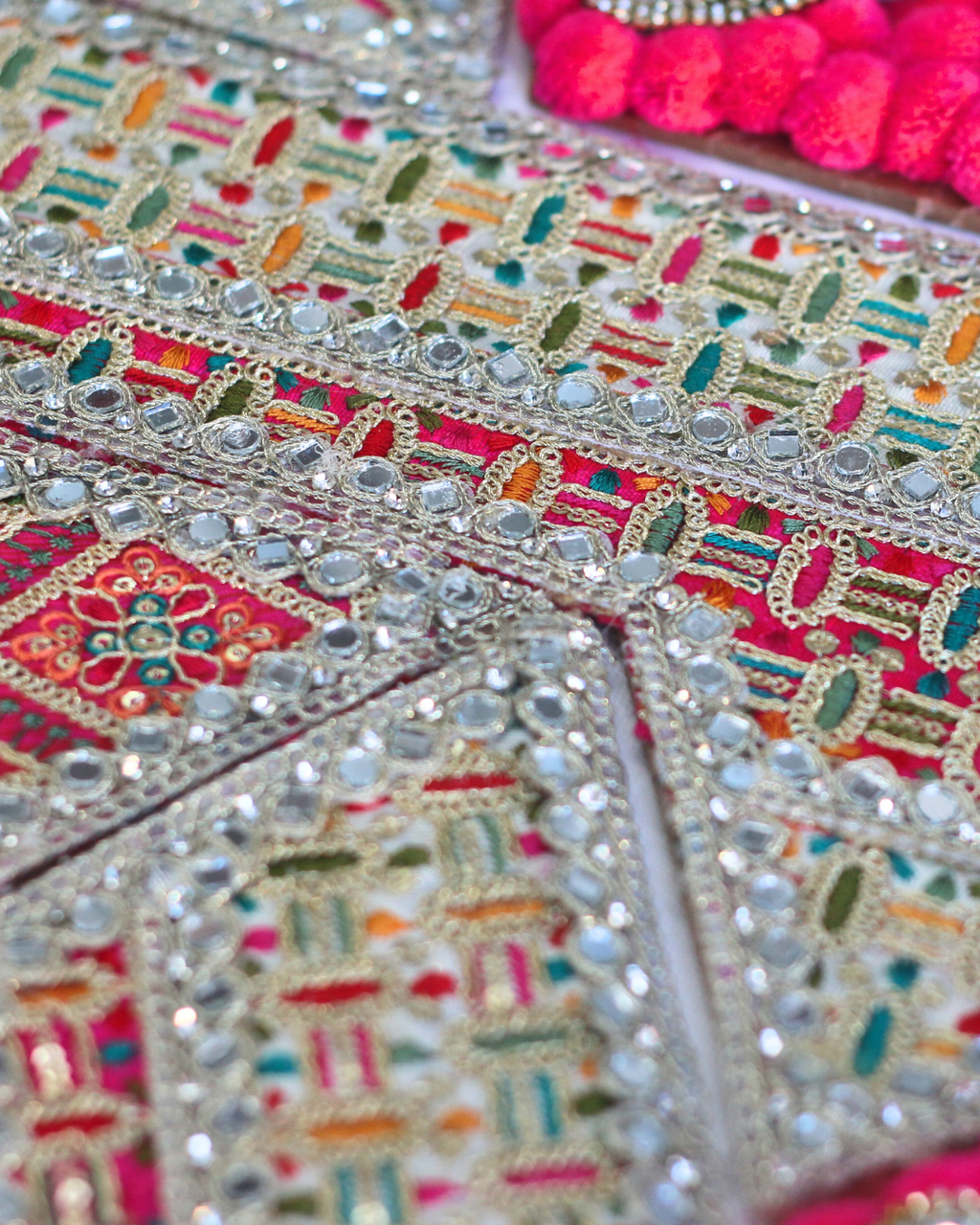 Pink/Green/Yellow Geometric Rangoli Set