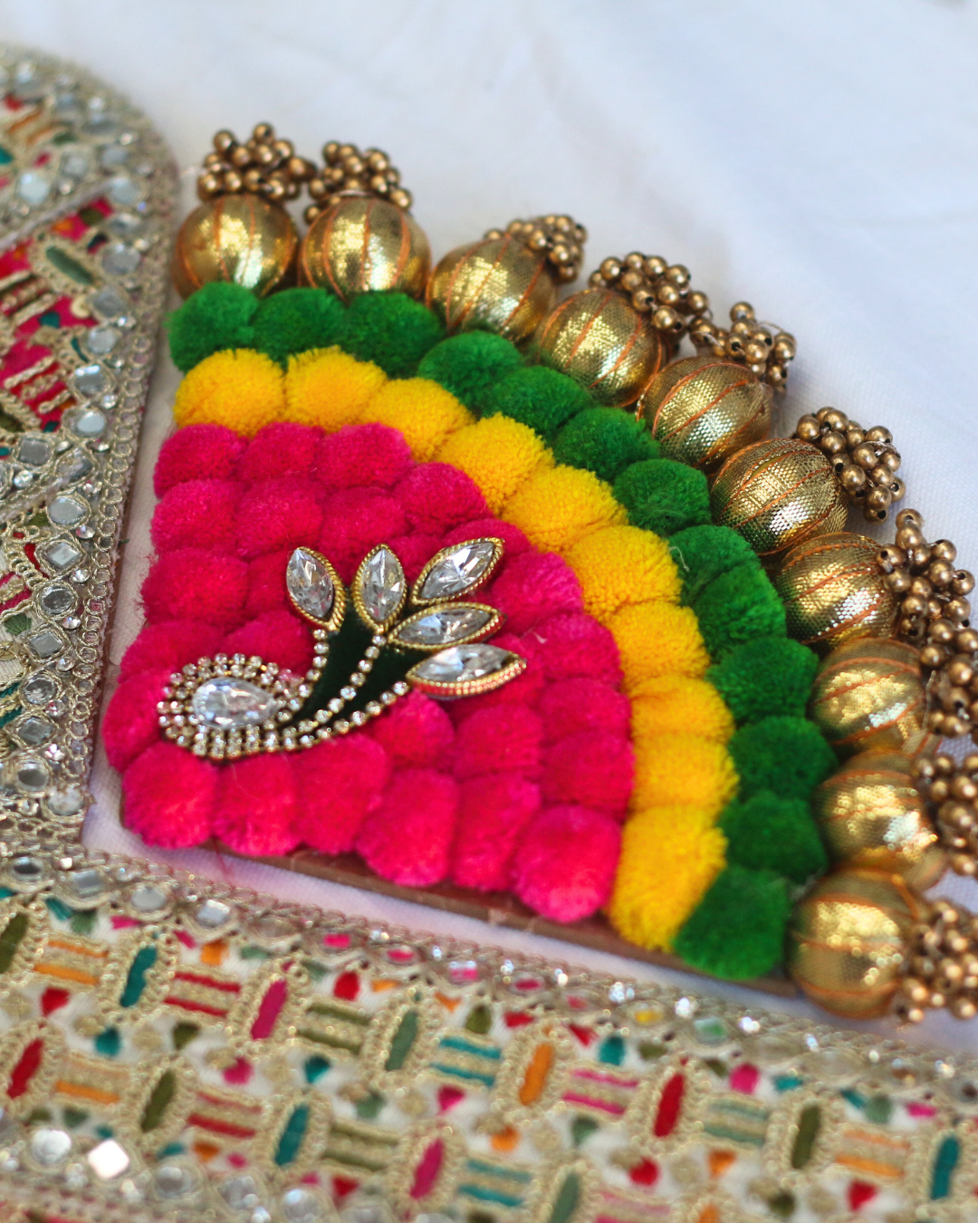Pink/Green/Yellow Geometric Rangoli Set