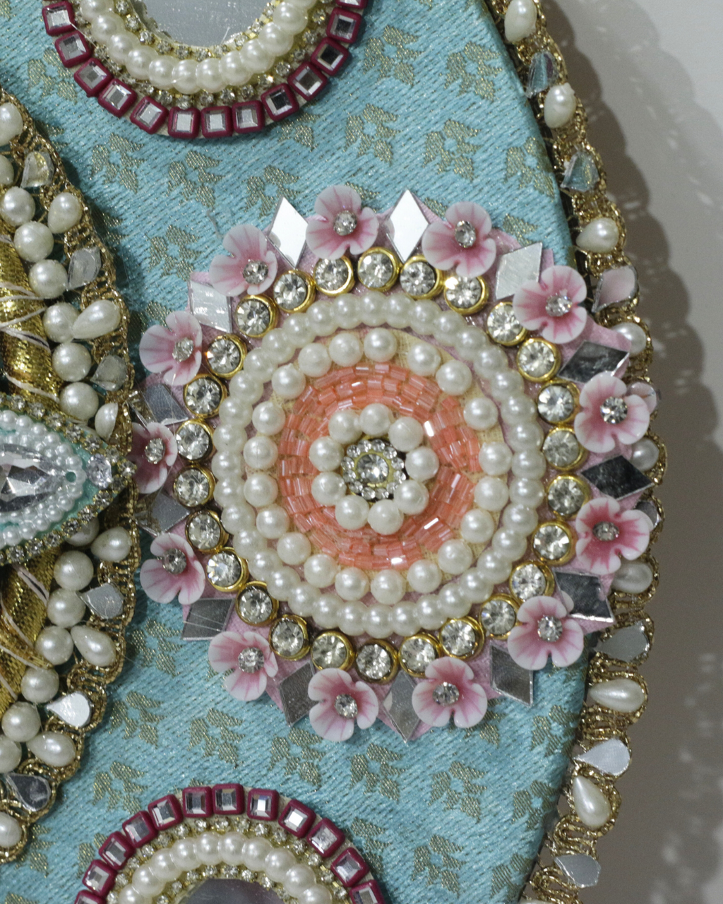 Pastel Blue/Orange Floral 9 Piece Rangoli Set