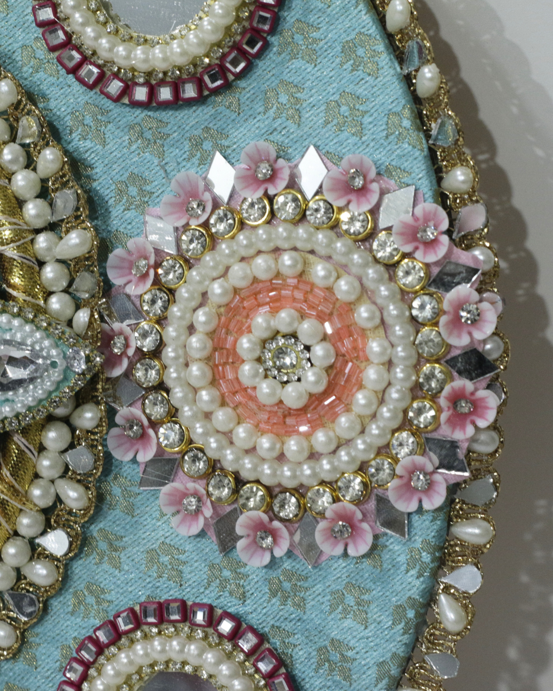 Pastel Blue/Orange Floral 9 Piece Rangoli Set