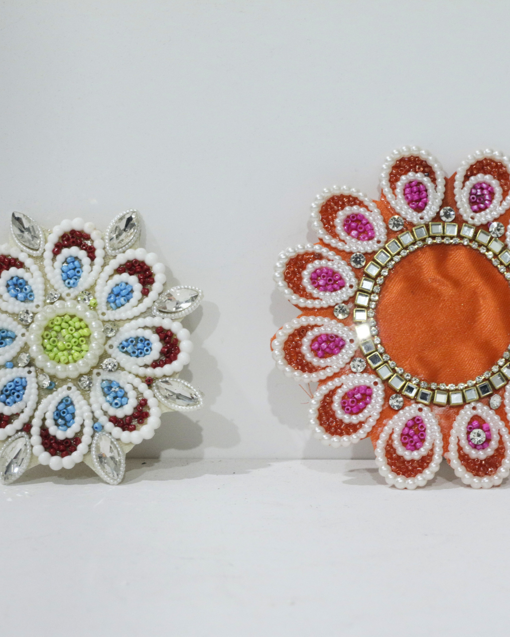 Pastel Blue/Orange Floral 9 Piece Rangoli Set