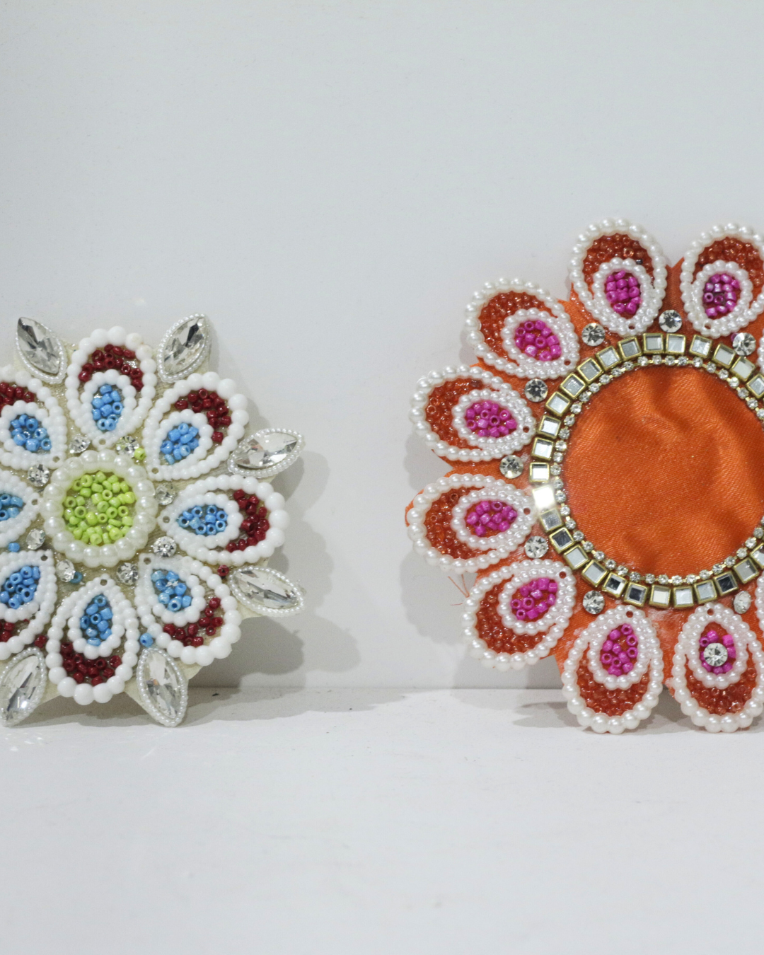 Pastel Blue/Orange Floral 9 Piece Rangoli Set