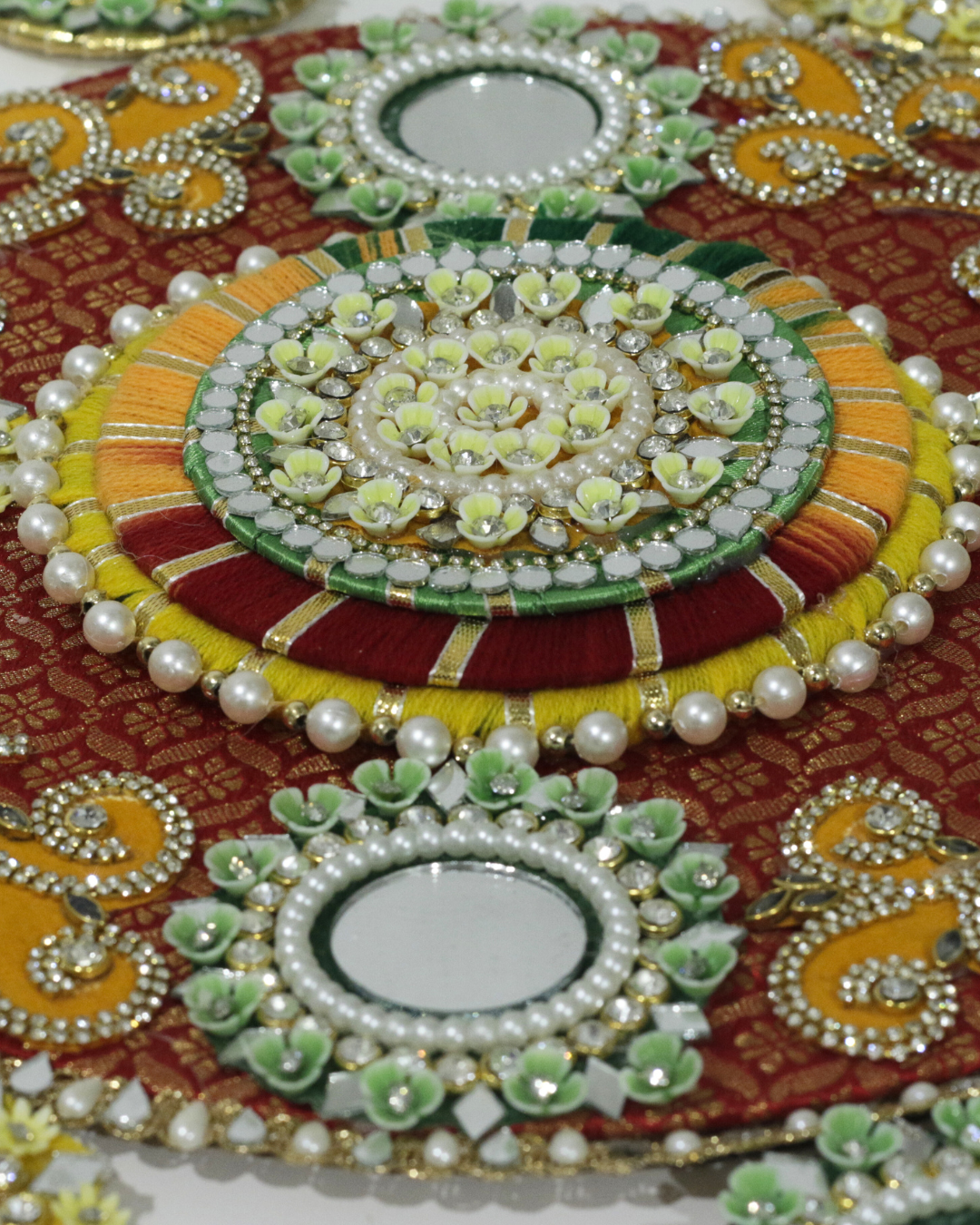Red/Green/Yellow 9 Piece Rangoli Set