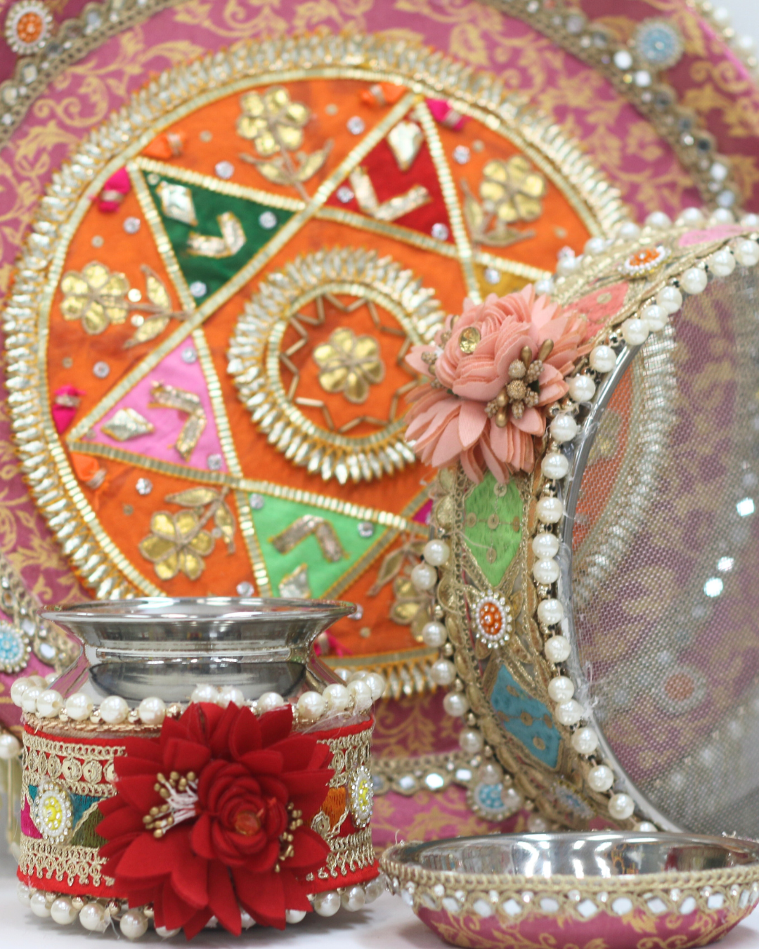 Pink Karvachauth Thali Set