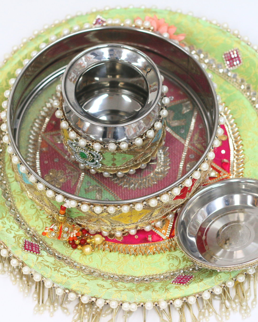 Lime Green Karvachauth Thali Set