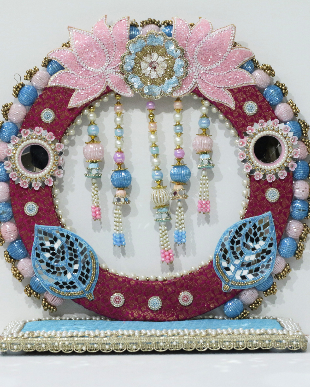 Baby Blue/Magenta Floral Singhasan