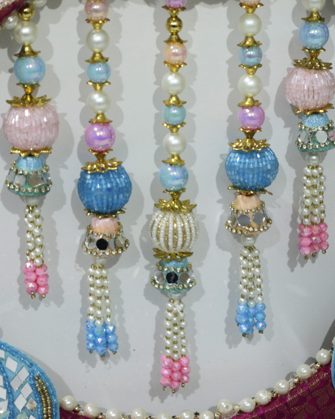 Baby Blue/Magenta Floral Singhasan
