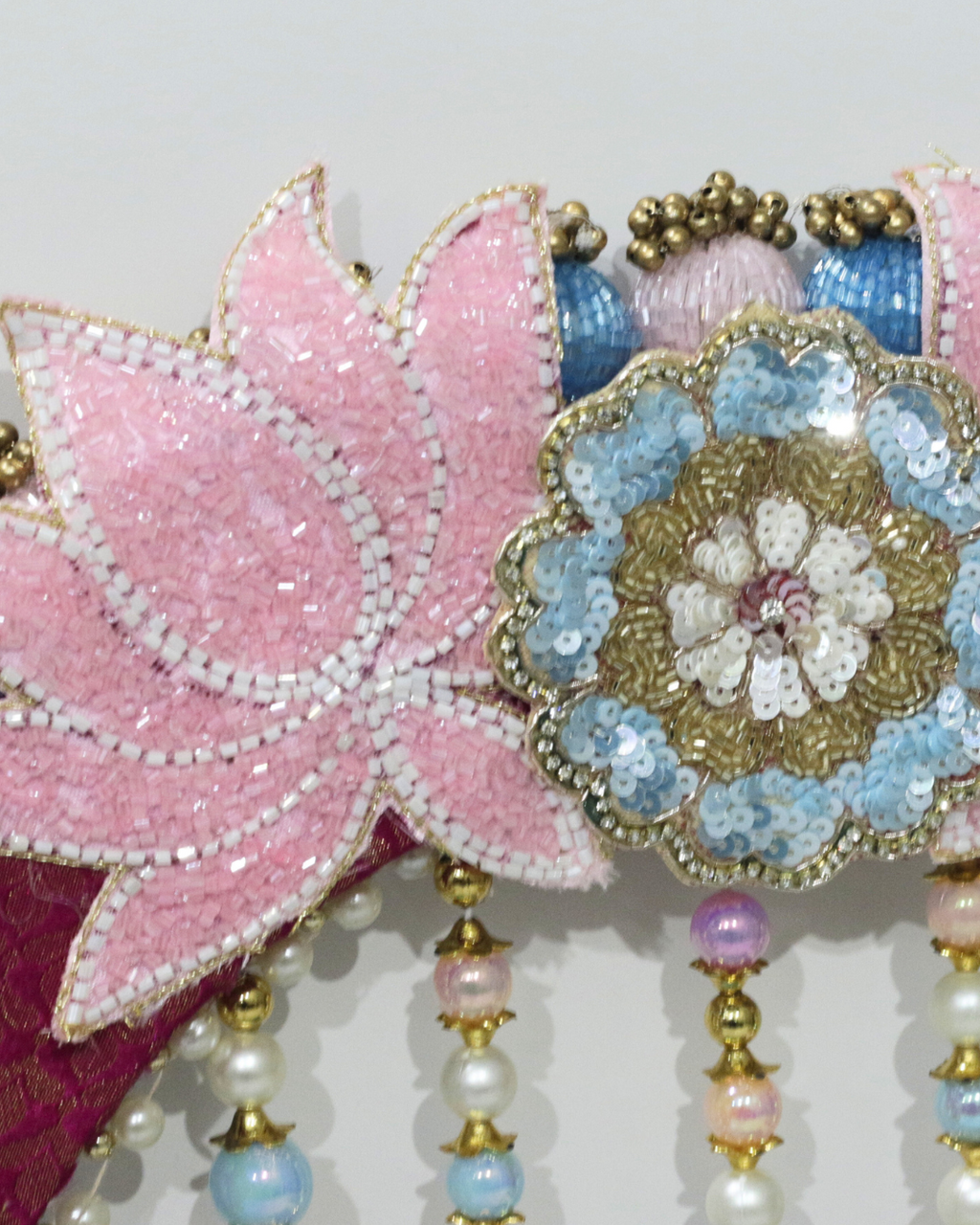 Baby Blue/Magenta Floral Singhasan