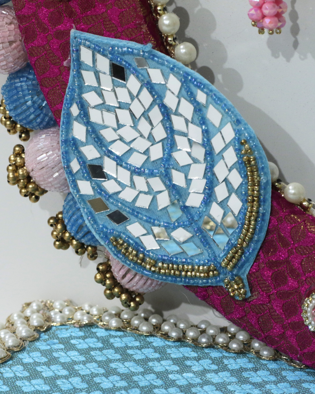Baby Blue/Magenta Floral Singhasan