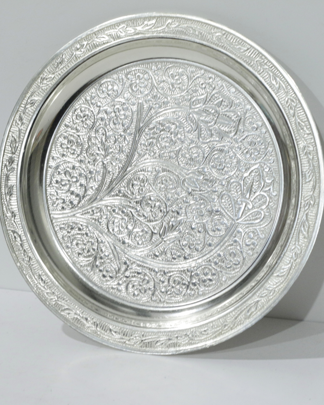 Premium 7 Piece German Silver Thali Set With Engraving