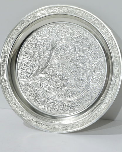 Premium 7 Piece German Silver Thali Set With Engraving