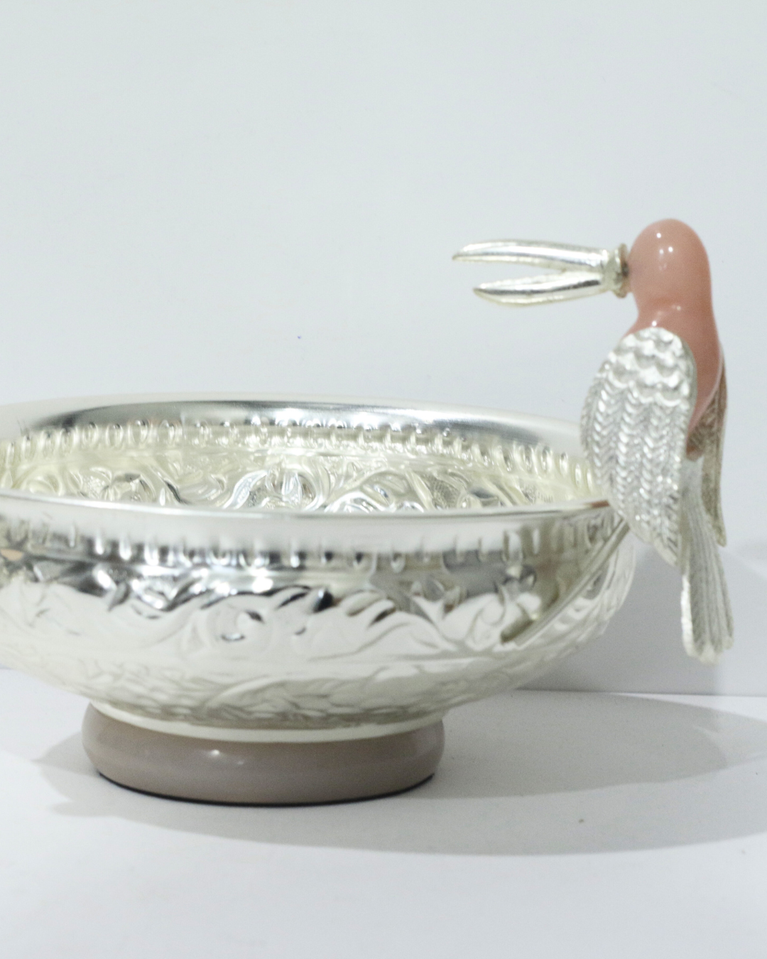 Silver and Pink Bird Urli
