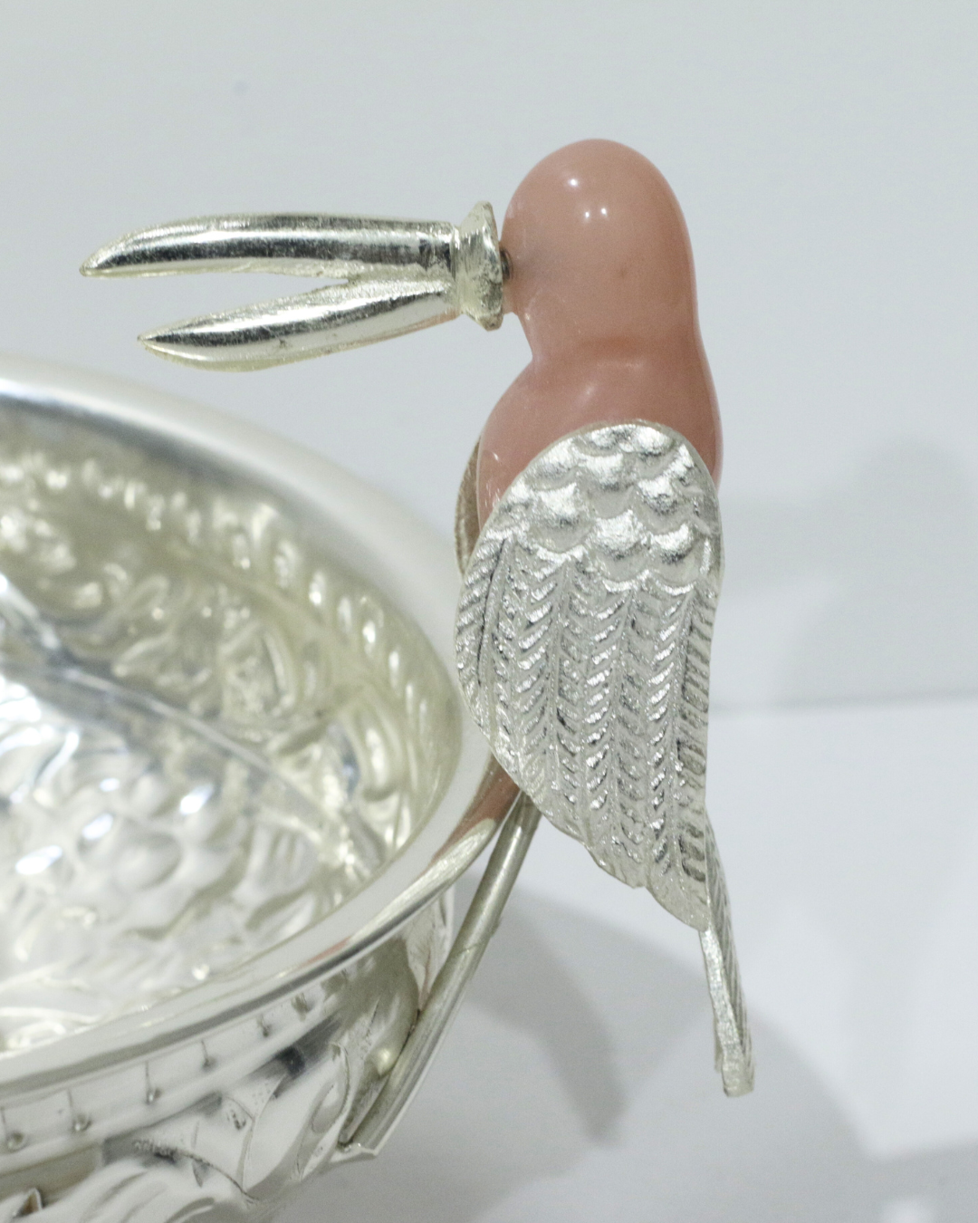 Silver and Pink Bird Urli